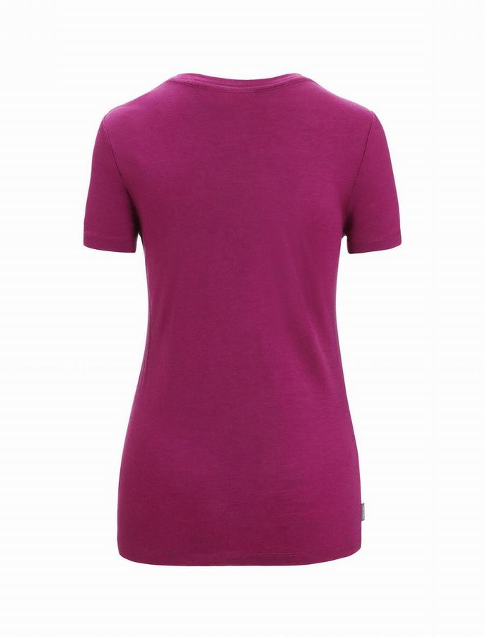 Camiseta Icebreaker Merino Tech Lite II Corta Sleeve Springtime Flowers Mujer Morados Oscuro | WAB9226XL