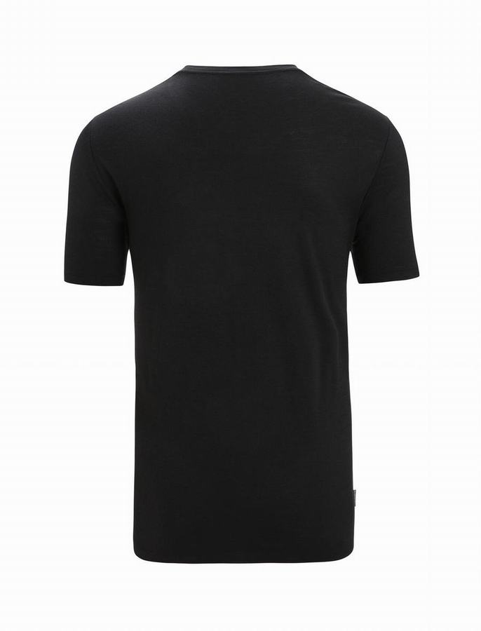 Camiseta Icebreaker Merino Tech Lite II Corta Sleeve Trailhead Hombre Negros | XVC271IH