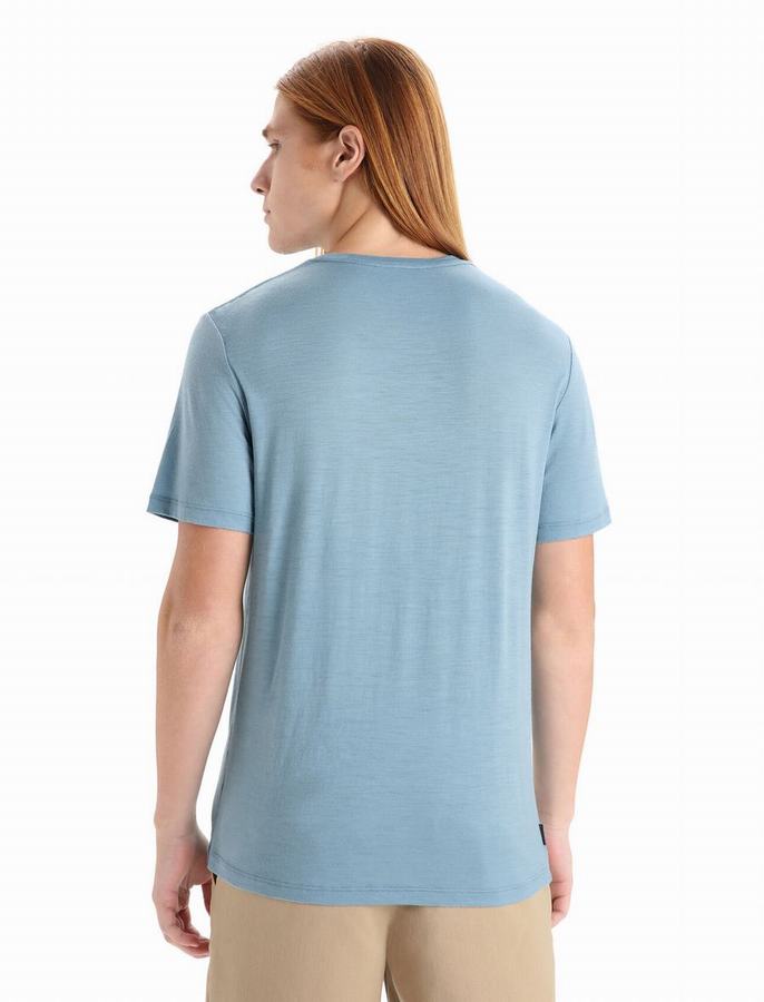 Camiseta Icebreaker Merino Tech Lite II Corta Sleeve Hombre Azules | XWW1867UJ