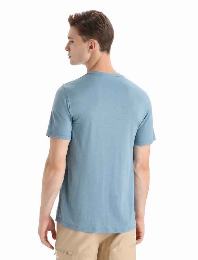 Camiseta Icebreaker Merino Tech Lite II Corta Sleeve Polar Paddle Hombre Azules | YOS9462YN