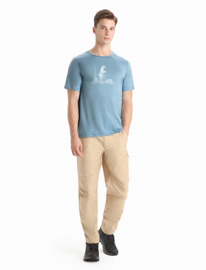 Camiseta Icebreaker Merino Tech Lite II Corta Sleeve Polar Paddle Hombre Azules | YOS9462YN