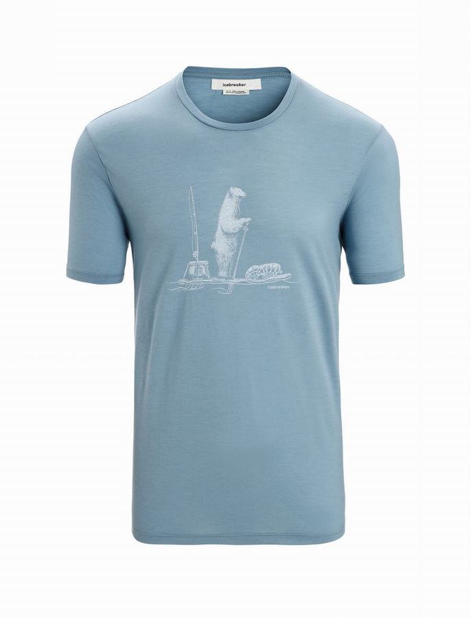 Camiseta Icebreaker Merino Tech Lite II Corta Sleeve Polar Paddle Hombre Azules | YOS9462YN