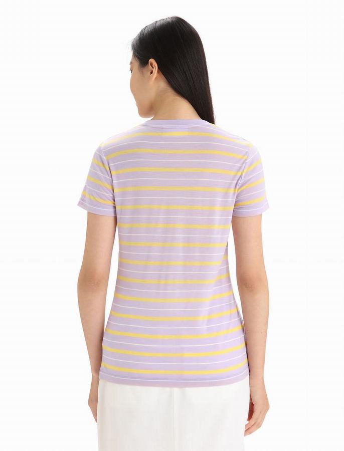 Camiseta Icebreaker Merino Wave Corta Sleeve Stripe Mujer Multicolor | EKT8318BF