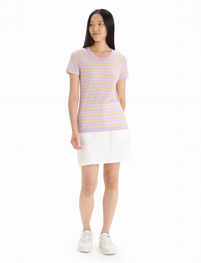 Camiseta Icebreaker Merino Wave Corta Sleeve Stripe Mujer Multicolor | EKT8318BF