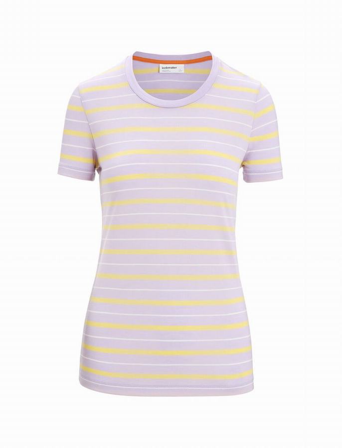 Camiseta Icebreaker Merino Wave Corta Sleeve Stripe Mujer Multicolor | EKT8318BF