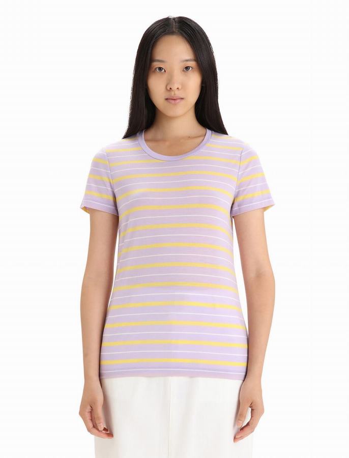 Camiseta Icebreaker Merino Wave Corta Sleeve Stripe Mujer Multicolor | EKT8318BF