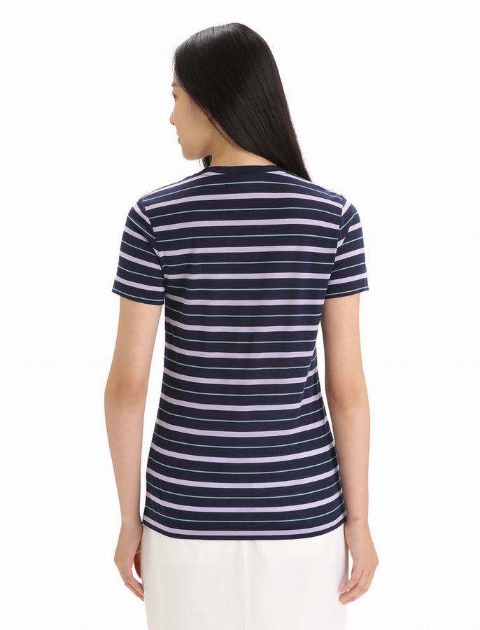 Camiseta Icebreaker Merino Wave Corta Sleeve Stripe Mujer Multicolor | GAW7926UA