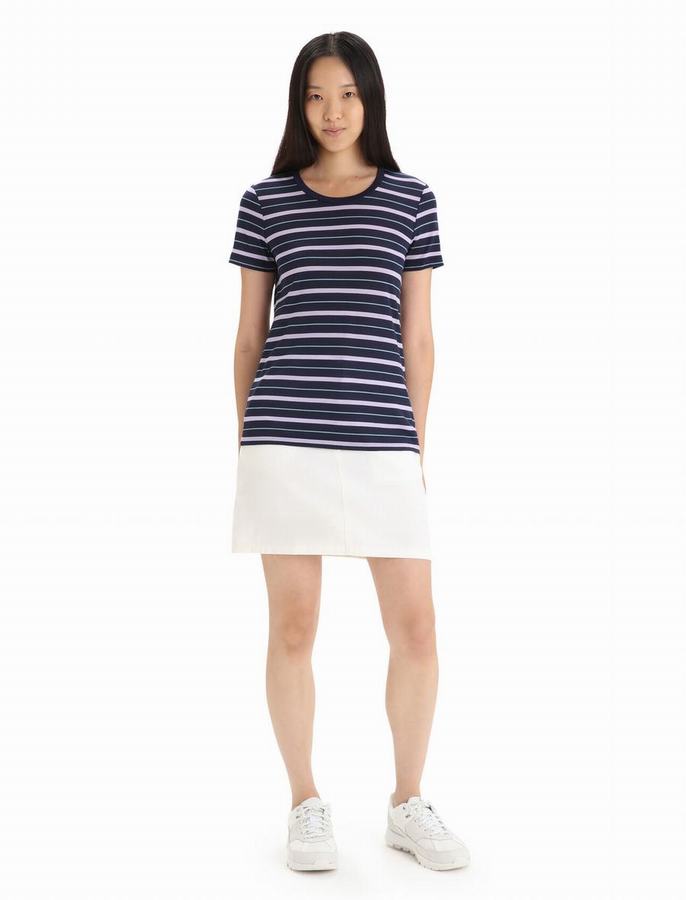 Camiseta Icebreaker Merino Wave Corta Sleeve Stripe Mujer Multicolor | GAW7926UA