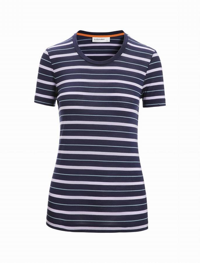 Camiseta Icebreaker Merino Wave Corta Sleeve Stripe Mujer Multicolor | GAW7926UA