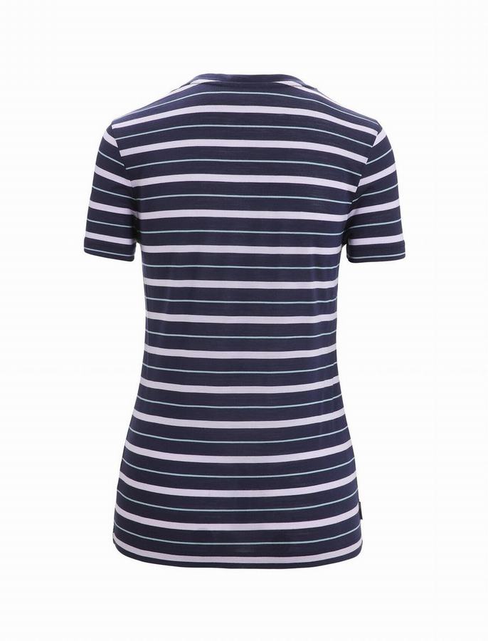 Camiseta Icebreaker Merino Wave Corta Sleeve Stripe Mujer Multicolor | GAW7926UA