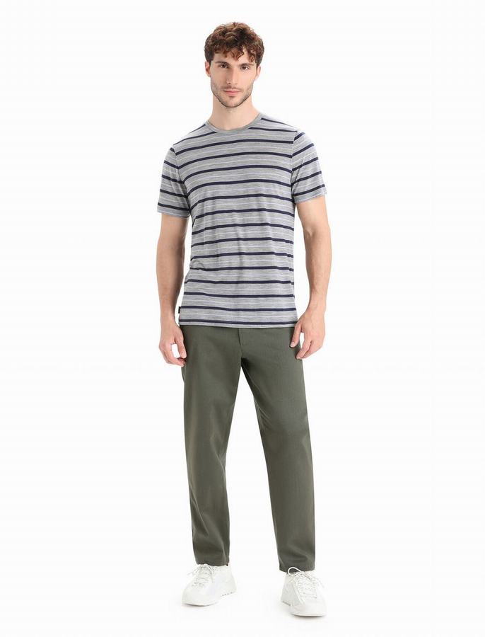 Camiseta Icebreaker Merino Wave Corta Sleeve Stripe Hombre Multicolor | NZS7819ZV