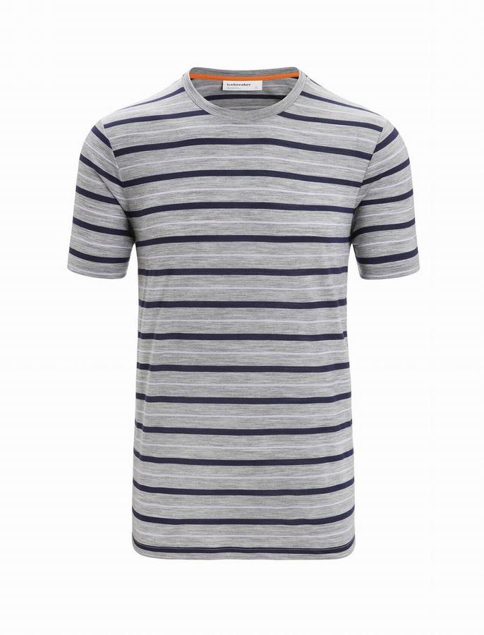 Camiseta Icebreaker Merino Wave Corta Sleeve Stripe Hombre Multicolor | NZS7819ZV