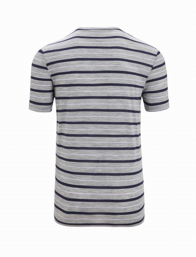 Camiseta Icebreaker Merino Wave Corta Sleeve Stripe Hombre Multicolor | NZS7819ZV