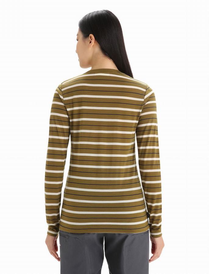 Camiseta Icebreaker Merino Wave Long Sleeve Stripe Mujer Multicolor | LBZ2951GA