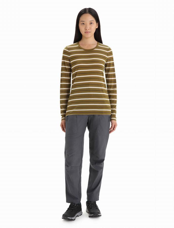 Camiseta Icebreaker Merino Wave Long Sleeve Stripe Mujer Multicolor | LBZ2951GA