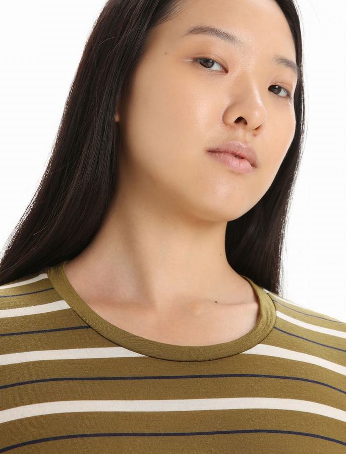 Camiseta Icebreaker Merino Wave Long Sleeve Stripe Mujer Multicolor | LBZ2951GA