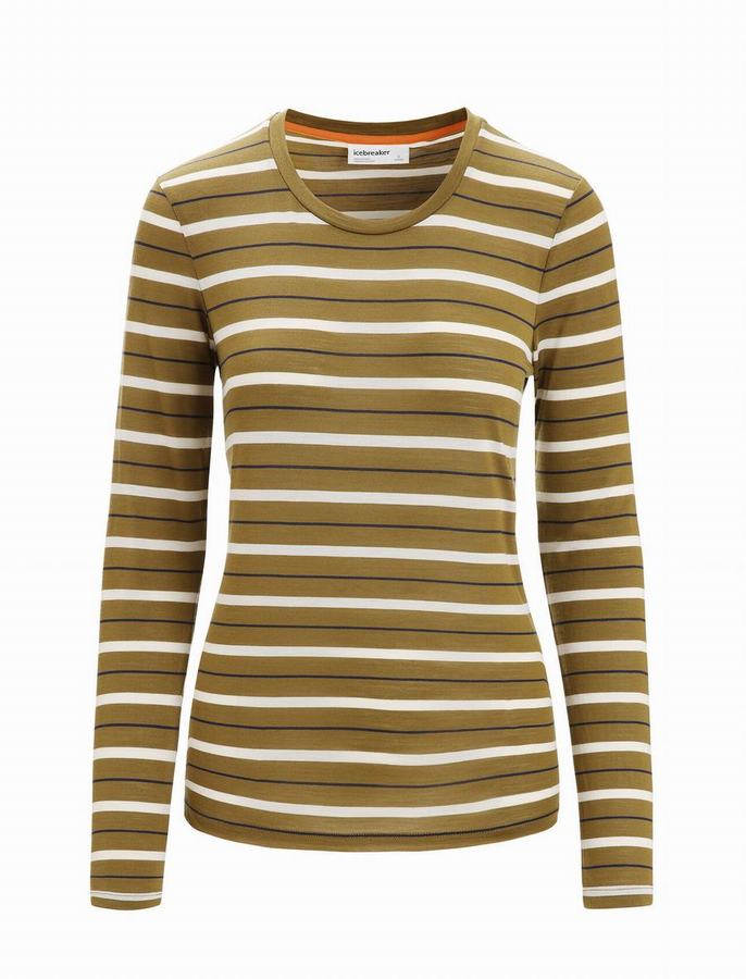 Camiseta Icebreaker Merino Wave Long Sleeve Stripe Mujer Multicolor | LBZ2951GA