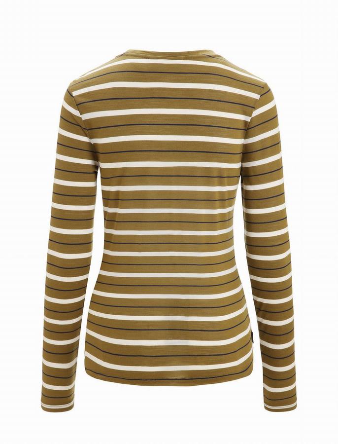 Camiseta Icebreaker Merino Wave Long Sleeve Stripe Mujer Multicolor | LBZ2951GA