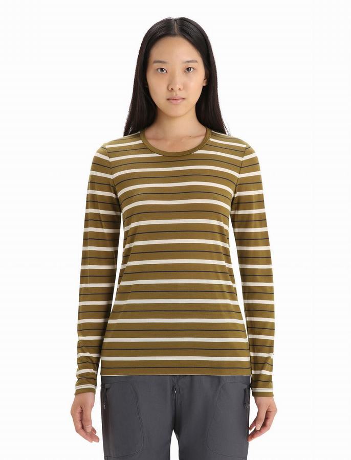 Camiseta Icebreaker Merino Wave Long Sleeve Stripe Mujer Multicolor | LBZ2951GA