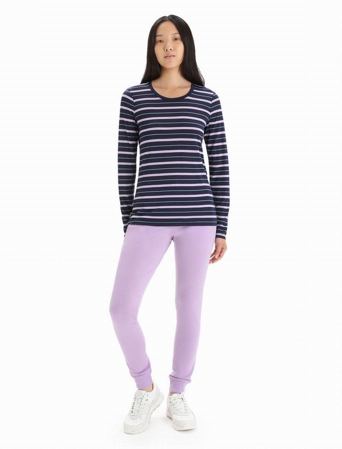 Camiseta Icebreaker Merino Wave Long Sleeve Stripe Mujer Multicolor | PXZ6676AC