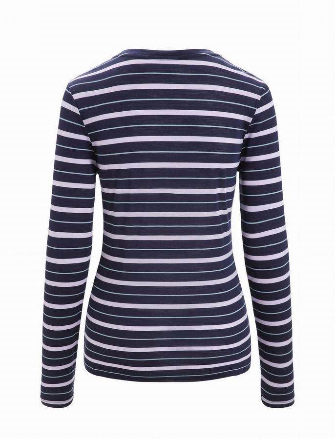 Camiseta Icebreaker Merino Wave Long Sleeve Stripe Mujer Multicolor | PXZ6676AC