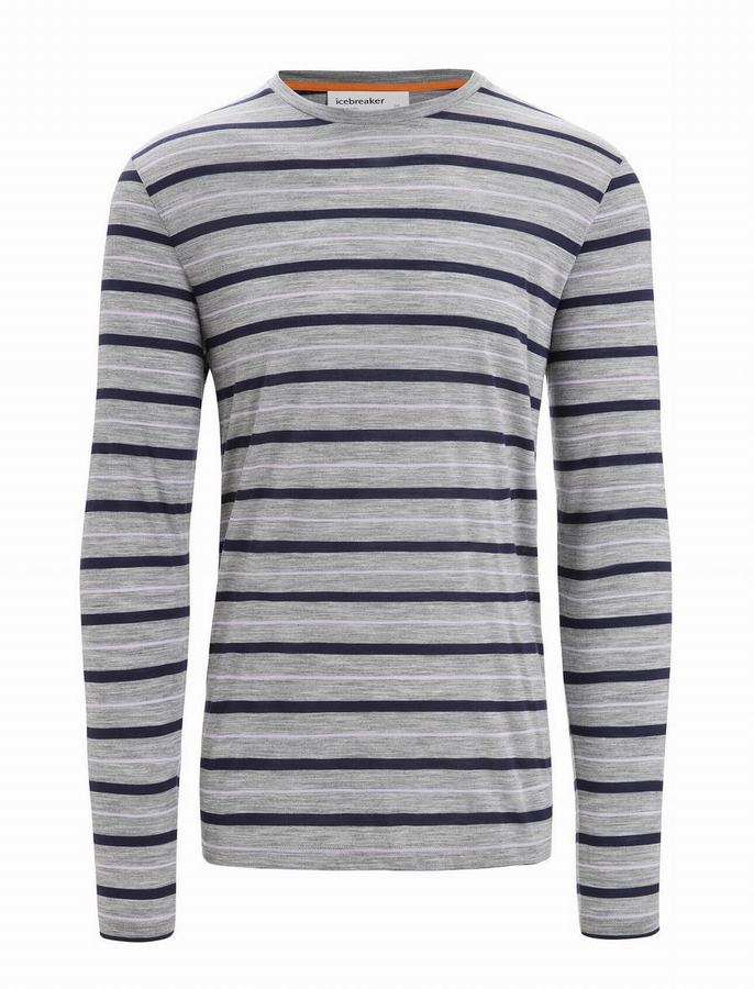 Camiseta Icebreaker Merino Wave Long Sleeve Stripe Hombre Multicolor | TJO6653NV