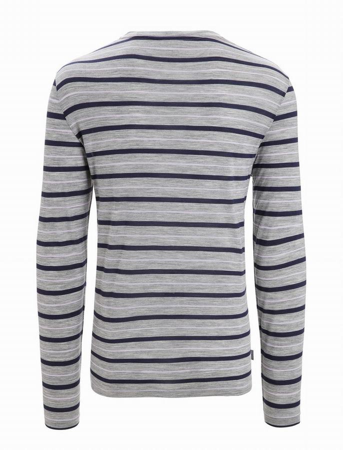 Camiseta Icebreaker Merino Wave Long Sleeve Stripe Hombre Multicolor | TJO6653NV