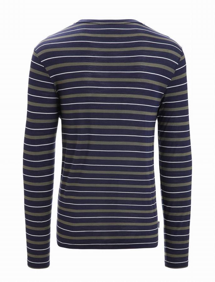 Camiseta Icebreaker Merino Wave Long Sleeve Stripe Hombre Multicolor | ULW4951EL