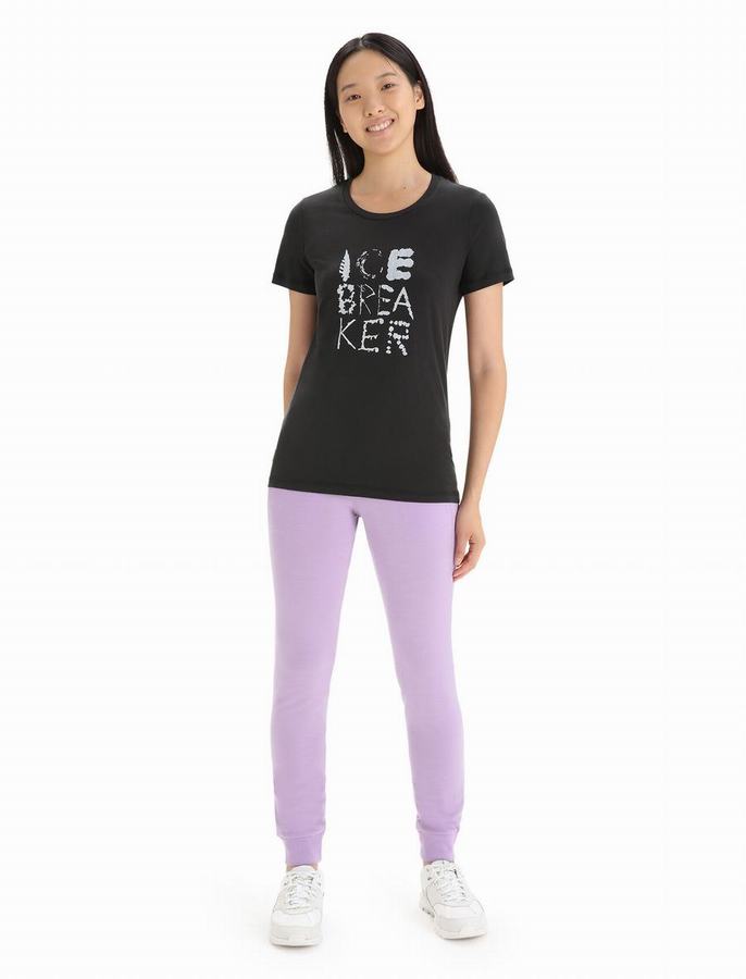 Camiseta Icebreaker Tencel Algodon Corta Sleeve Natural Mujer Negros | GAZ2073WS