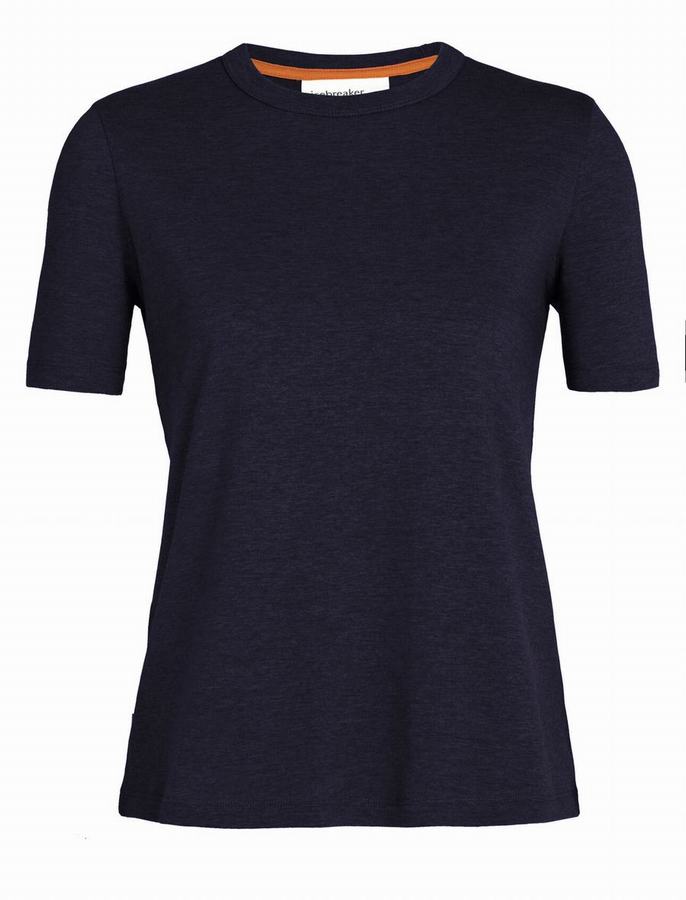 Camiseta Icebreaker Tencel™ Algodon Corta Sleeve Mujer Azul Marino | CNG7497HJ