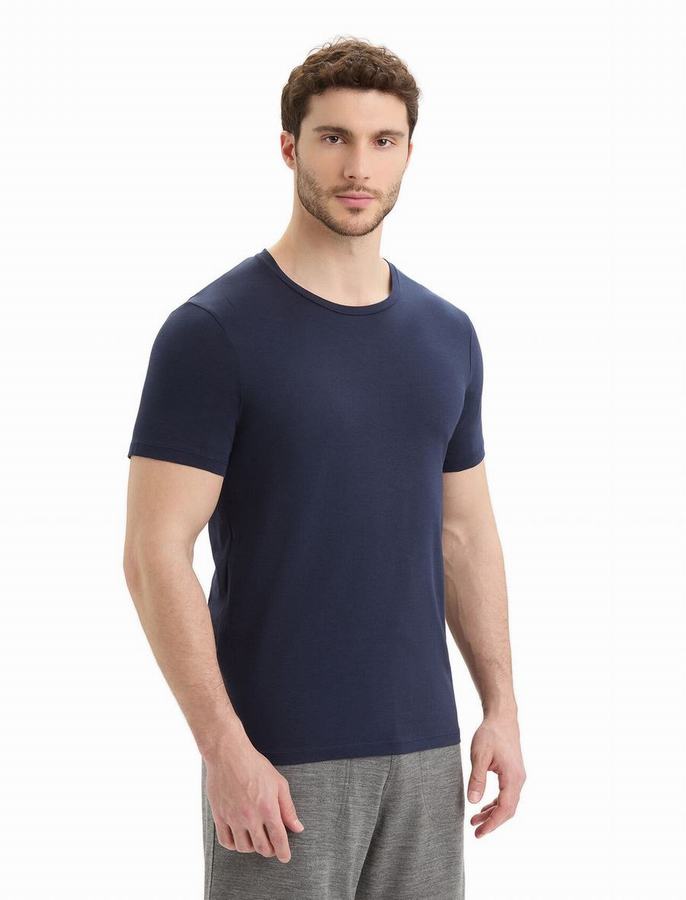 Camiseta Icebreaker Tencel™ Algodon Corta Sleeve Hombre Azul Marino | FUK3281HO