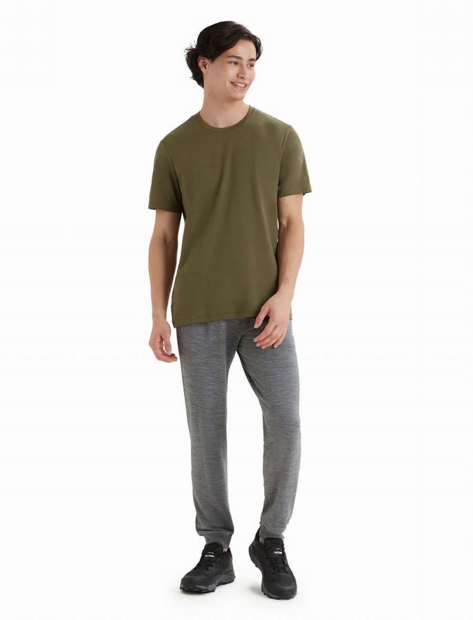 Camiseta Icebreaker Tencel™ Algodon Corta Sleeve Hombre Verde Oliva | FXP7026BU