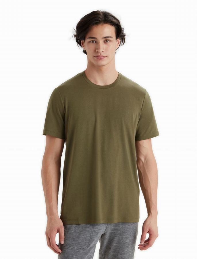 Camiseta Icebreaker Tencel™ Algodon Corta Sleeve Hombre Verde Oliva | FXP7026BU