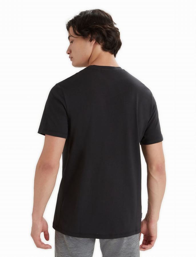 Camiseta Icebreaker Tencel™ Algodon Corta Sleeve Hombre Negros | HRE335JQ