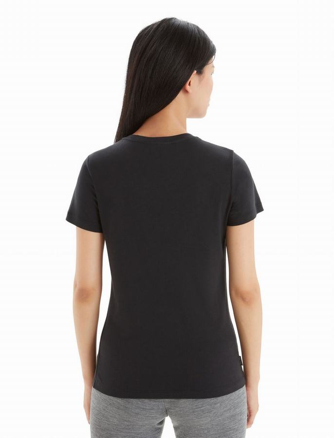 Camiseta Icebreaker Tencel™ Algodon Corta Sleeve Mujer Negros | OCO90100ZC