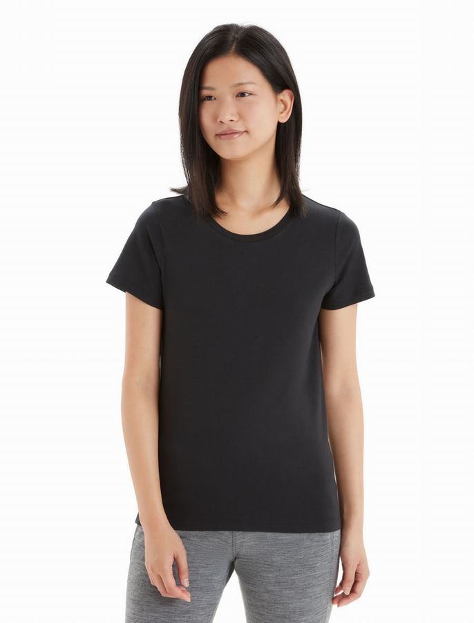 Camiseta Icebreaker Tencel™ Algodon Corta Sleeve Mujer Negros | OCO90100ZC