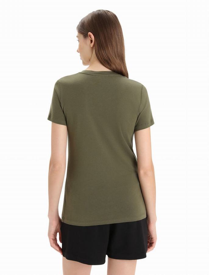 Camiseta Icebreaker Tencel™ Algodon Corta Sleeve Mujer Verde Oliva | QCN1392XK