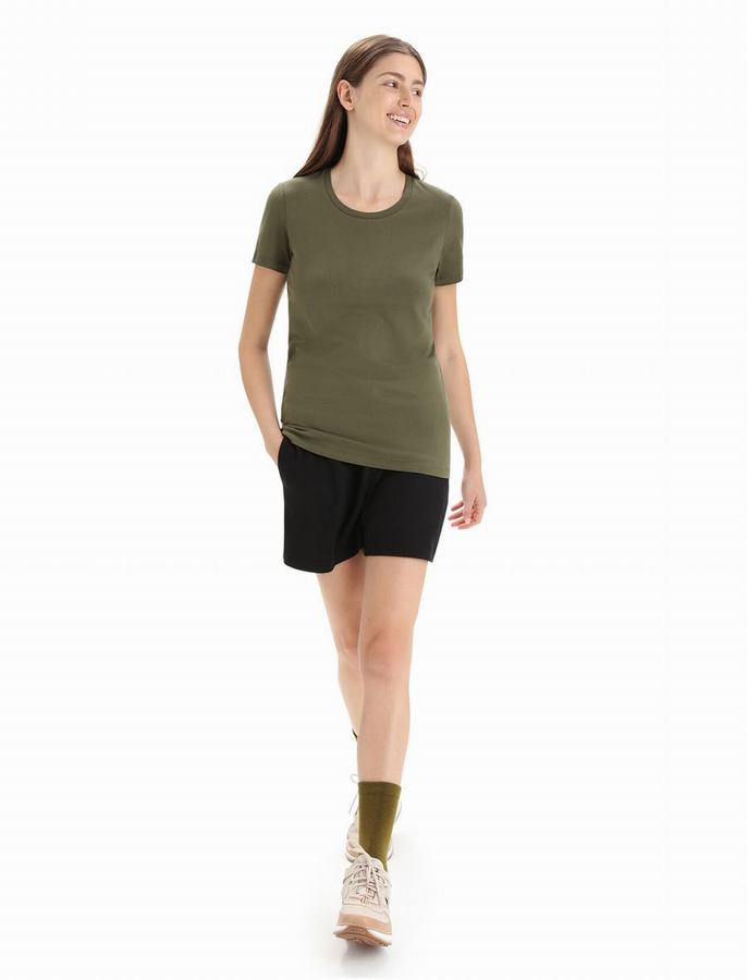 Camiseta Icebreaker Tencel™ Algodon Corta Sleeve Mujer Verde Oliva | QCN1392XK