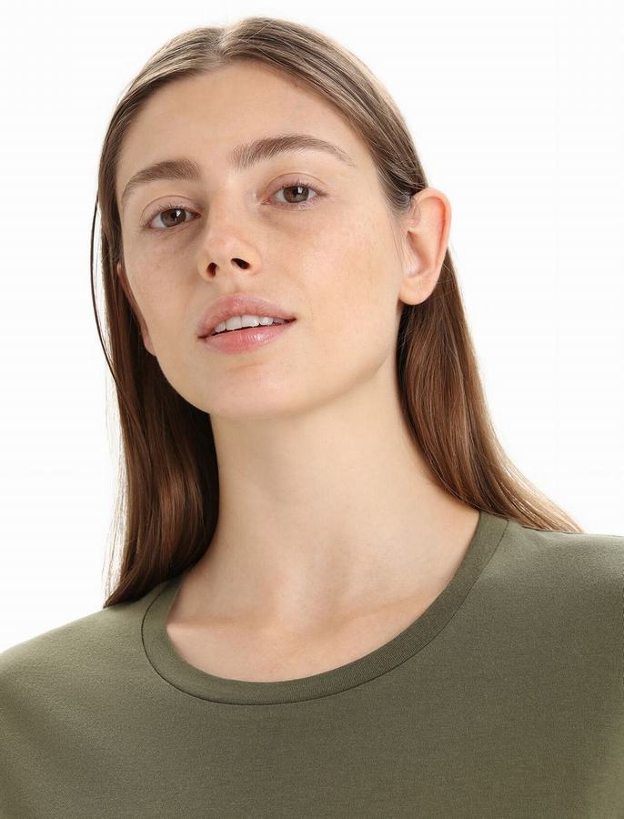 Camiseta Icebreaker Tencel™ Algodon Corta Sleeve Mujer Verde Oliva | QCN1392XK