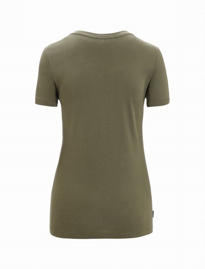 Camiseta Icebreaker Tencel™ Algodon Corta Sleeve Mujer Verde Oliva | QCN1392XK