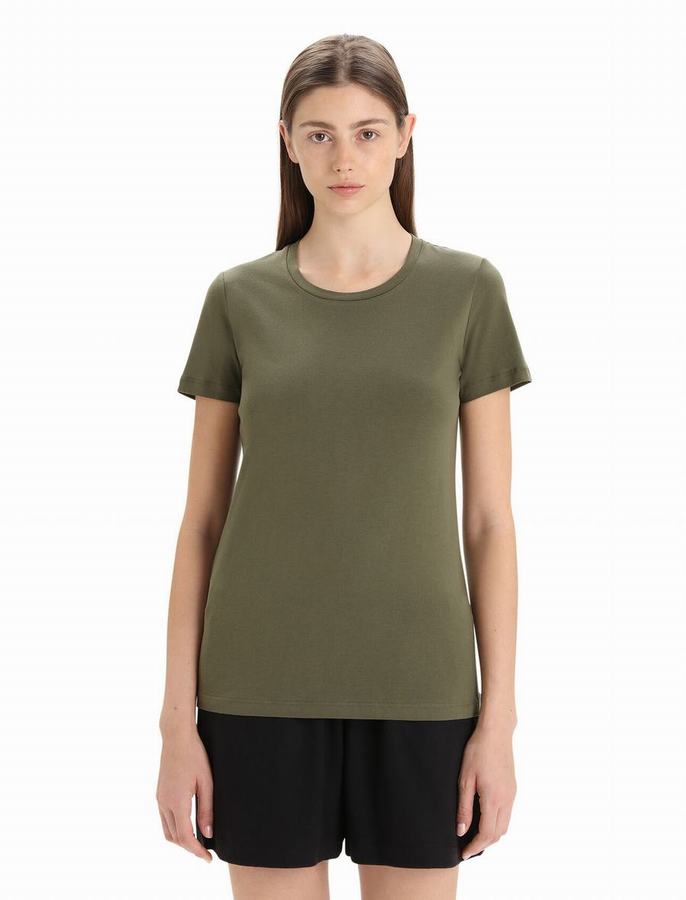 Camiseta Icebreaker Tencel™ Algodon Corta Sleeve Mujer Verde Oliva | QCN1392XK