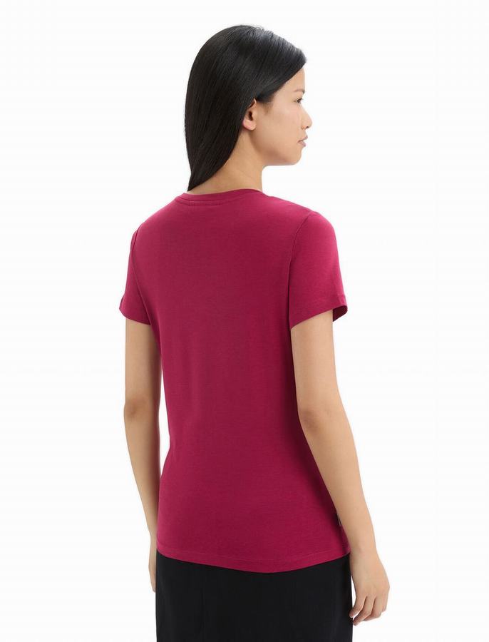 Camiseta Icebreaker Tencel™ Algodon Corta Sleeve Mujer Rosas | ZUU6711CO