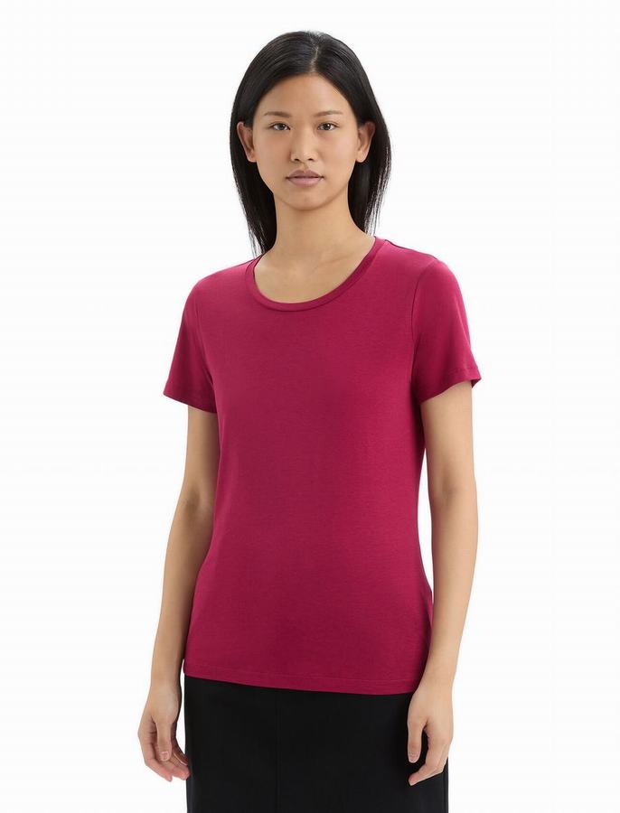 Camiseta Icebreaker Tencel™ Algodon Corta Sleeve Mujer Rosas | ZUU6711CO