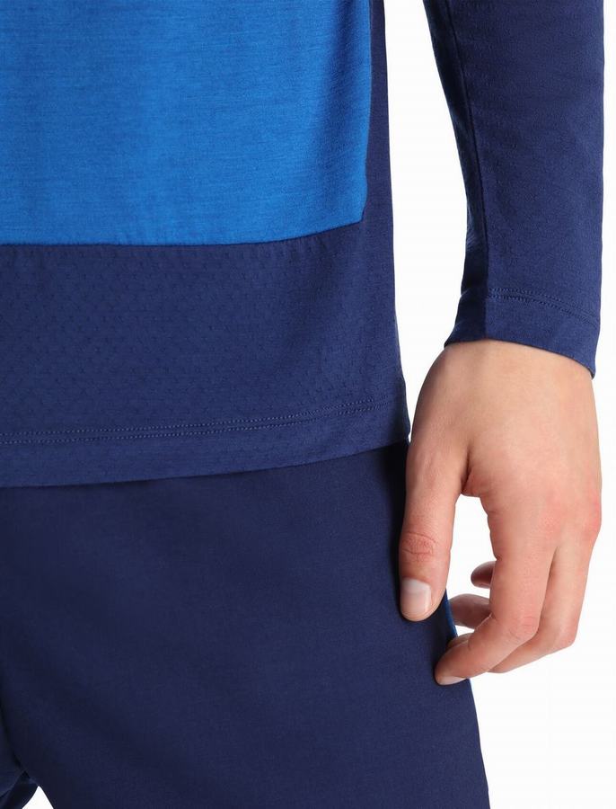 Camiseta Icebreaker ZoneKnit™ Merino Long Sleeve Hombre Azul Marino Oscuro | KMY8821JY