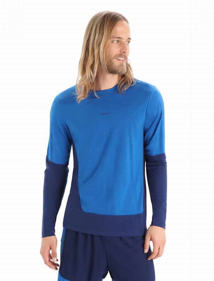 Camiseta Icebreaker ZoneKnit™ Merino Long Sleeve Hombre Azul Marino Oscuro | KMY8821JY