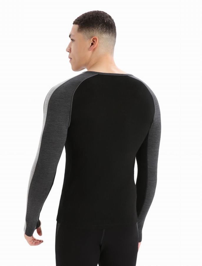 Capas Base Icebreaker 200 ZoneKnit™ Merino Long Sleeve Crewe Termica Hombre Grises Negros | AJY496JJ