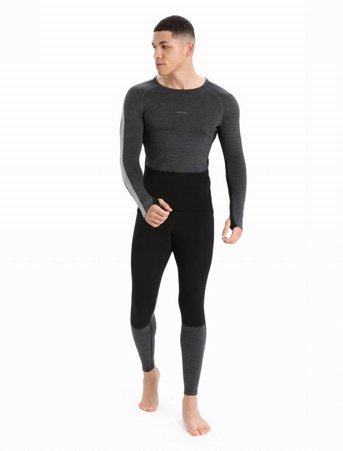 Capas Base Icebreaker 200 ZoneKnit™ Merino Long Sleeve Crewe Termica Hombre Grises Negros | AJY496JJ