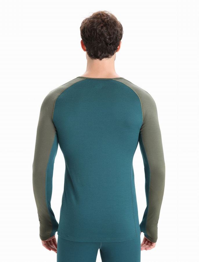 Capas Base Icebreaker 200 ZoneKnit™ Merino Long Sleeve Crewe Termica Hombre Verde Oliva Verdes | JHC6049OL