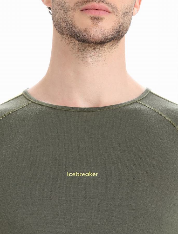 Capas Base Icebreaker 200 ZoneKnit™ Merino Long Sleeve Crewe Termica Hombre Verde Oliva Verdes | JHC6049OL