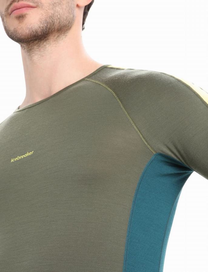 Capas Base Icebreaker 200 ZoneKnit™ Merino Long Sleeve Crewe Termica Hombre Verde Oliva Verdes | JHC6049OL